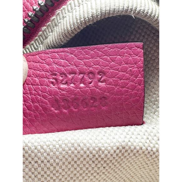 GUCCI Pink Grained Calfskin GG Logo Web Stripe Small Bum Belt Sling Bag - Picture 7 of 9